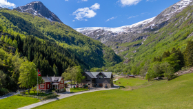 Exterior of Buer Restaurant restaurant, Odda, Norway.