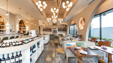 Interior and bar of Wineaux neighbourhood wine bar in Las Vegas, USA.