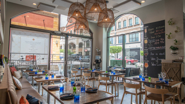 Interior dining room of Ada's Food and Wine, a wine bar in Las Vegas, USA.