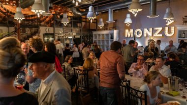 Guests in the bar area of Monzú wine bar and restaurant in Las Vegas, USA.