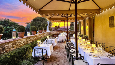 Palazzo Tiglio, a restaurant and hotel in Bucine, Italy.
