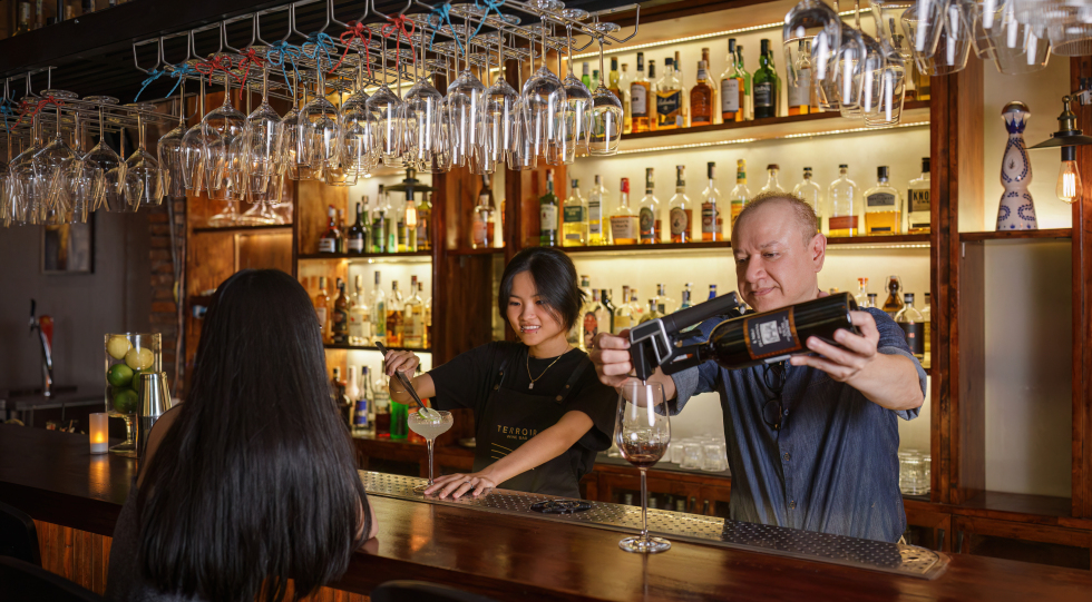 Bar view at Terroir Wine Bar, Ho Chi Minh City, Vietnam.