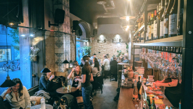 Interior of Glou Glou Vinbar, Linköping, Sweden.