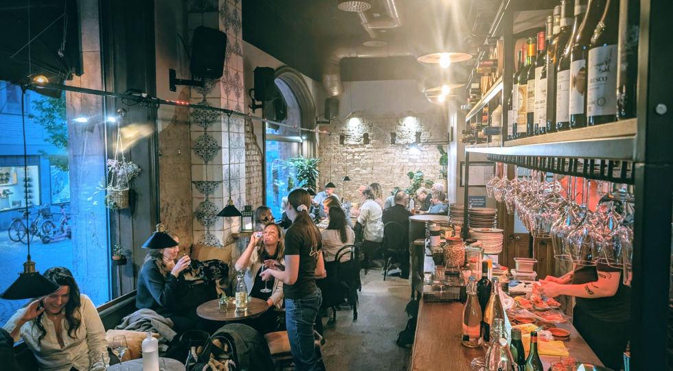 Interior of Glou Glou Vinbar, Linköping, Sweden.