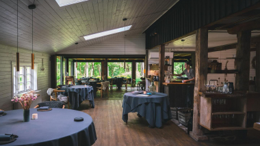 Interior of Michelin-starred Knystaforsen restaurant, Rydöbruk, Sweden.