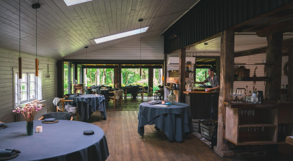 Interior of Michelin-starred Knystaforsen restaurant, Rydöbruk, Sweden.