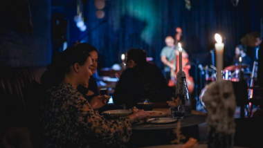 Performers at The Blur Room wine bar and jazz club - a Star Wine List Red Star in Cape Town, South Africa.