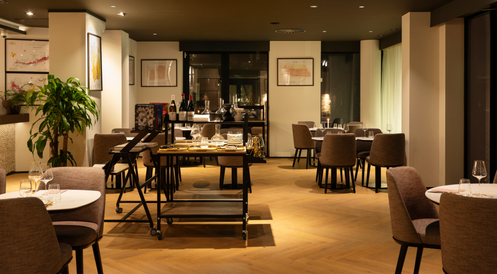 Interior of Amelie Amstelveen wine bar/restaurant, Amstelveen, Netherlands.