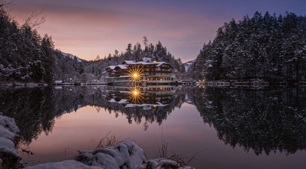 Exterior of Parkhotel Tristachersee, Amlach bei Lienz, Austria.