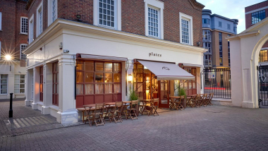 Exterior of Plates London restaurant, London, UK.