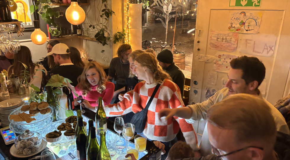 Guests at wine bar Flax, Malmö, Sweden.