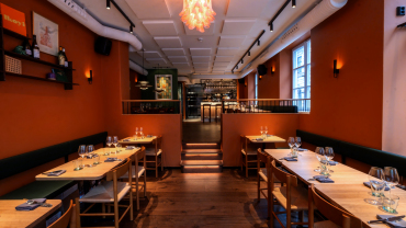The dining room at Amalia restaurant in Stockholm, Sweden.