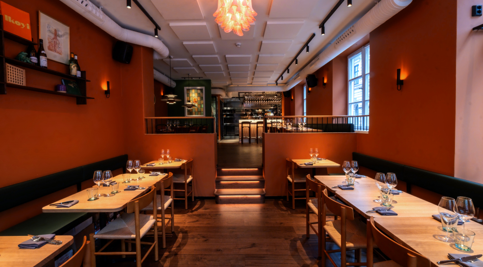 The dining room at Amalia restaurant in Stockholm, Sweden.