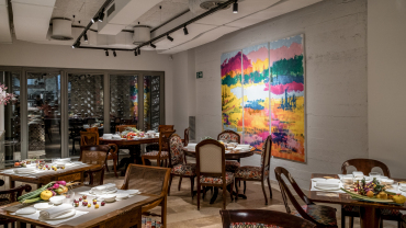 Interior of restaurant Pabú, Madrid, Spain.