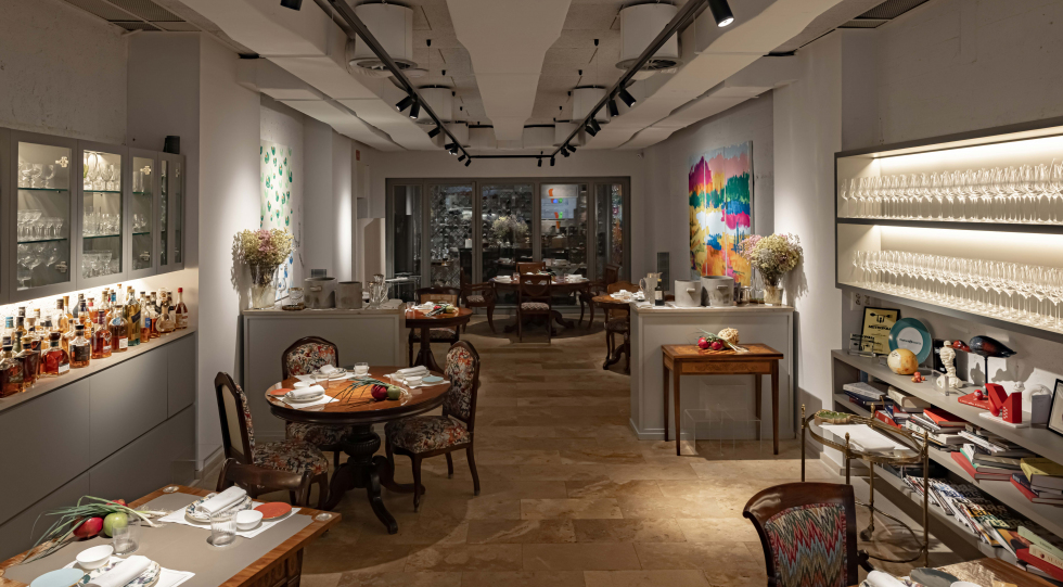 Interior of restaurant Pabú, Madrid, Spain.
