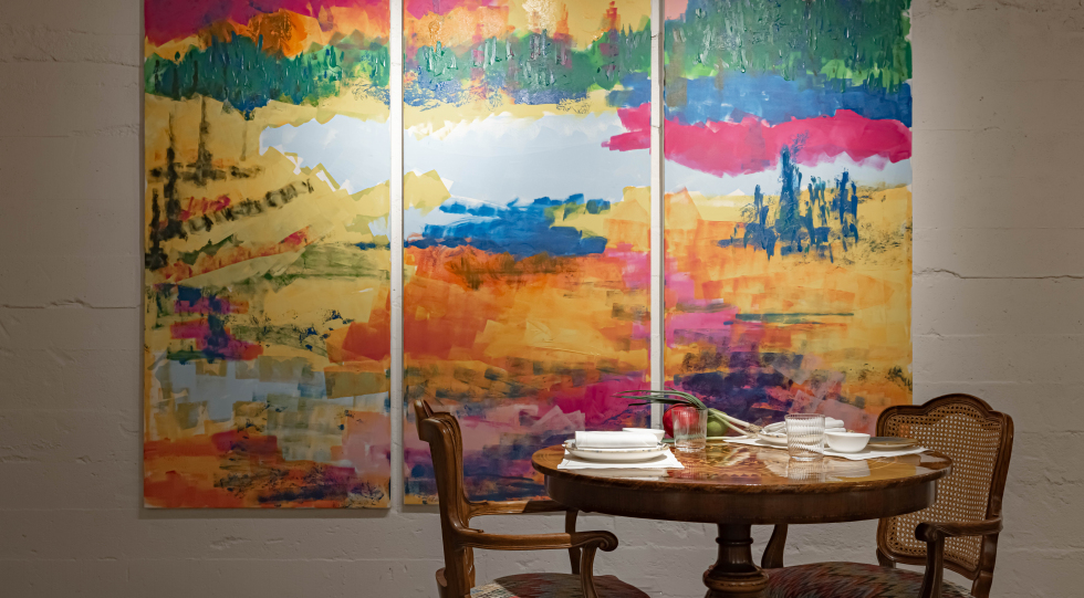 Interior of restaurant Pabú, Madrid, Spain.