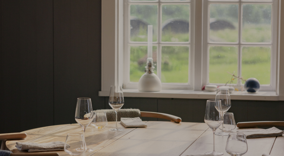 Interior of Kvitnes Gård restaurant and hotel, Kvitnes, Norway.