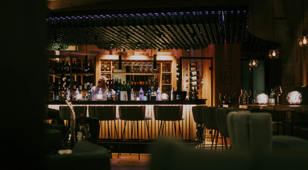 TOVINO, a hotel and wine bar in Tannheim, Austria.