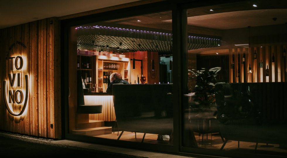 TOVINO, a hotel and wine bar in Tannheim, Austria.