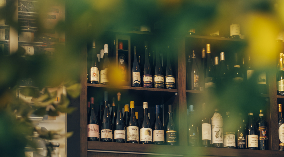 Wine cabinet at The Lemon Tree, Deventer, Netherlands.