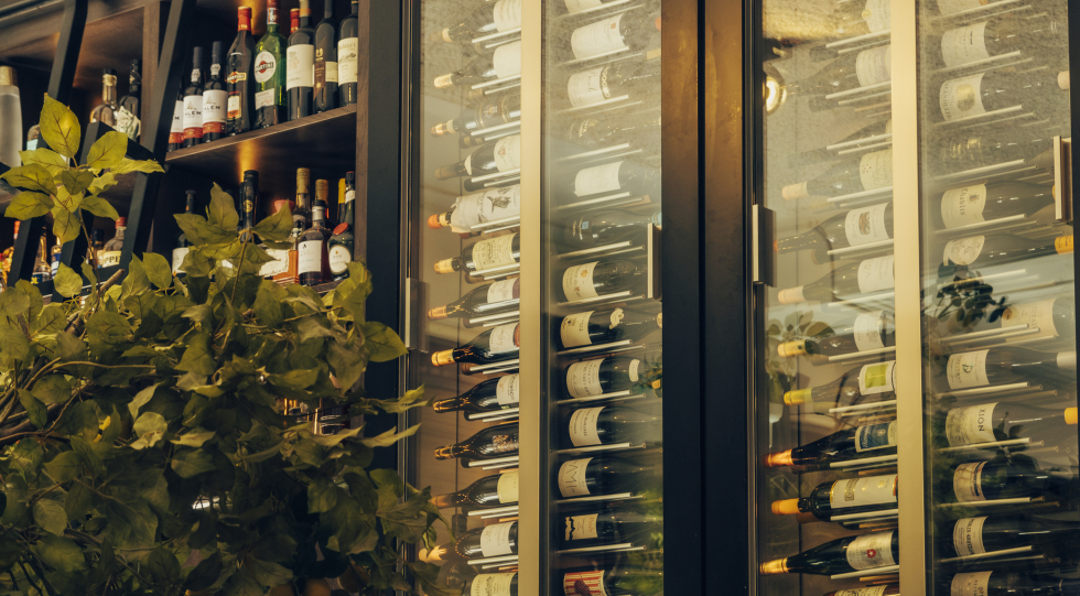 Wine cabinet at The Lemon Tree, Deventer, Netherlands.
