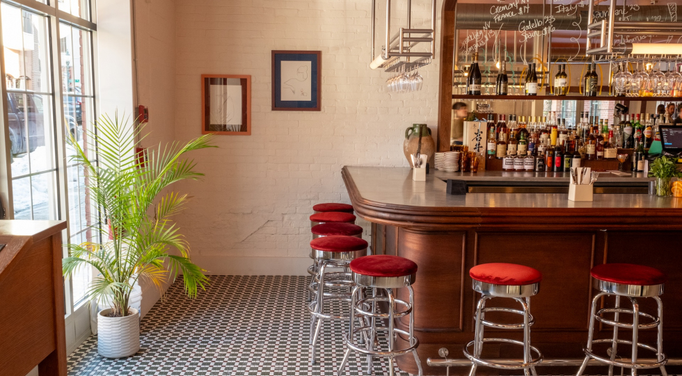 Front entrance and bar at Familiar Creature, Saratoga Springs, USA.