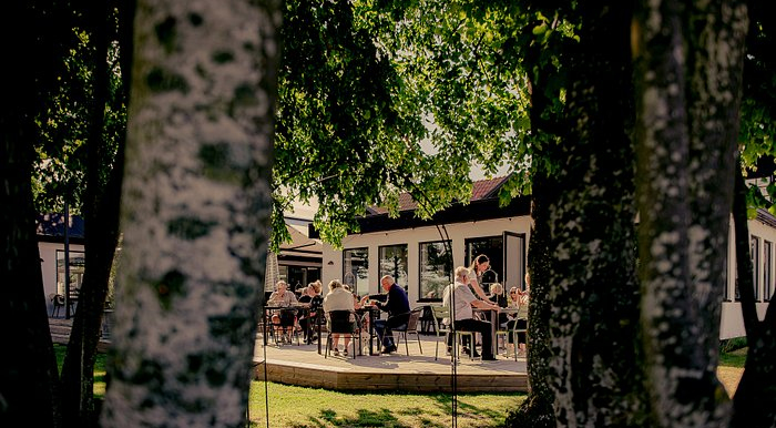 Terrace at Hotell Mossbylund, Skivarp, Sweden.