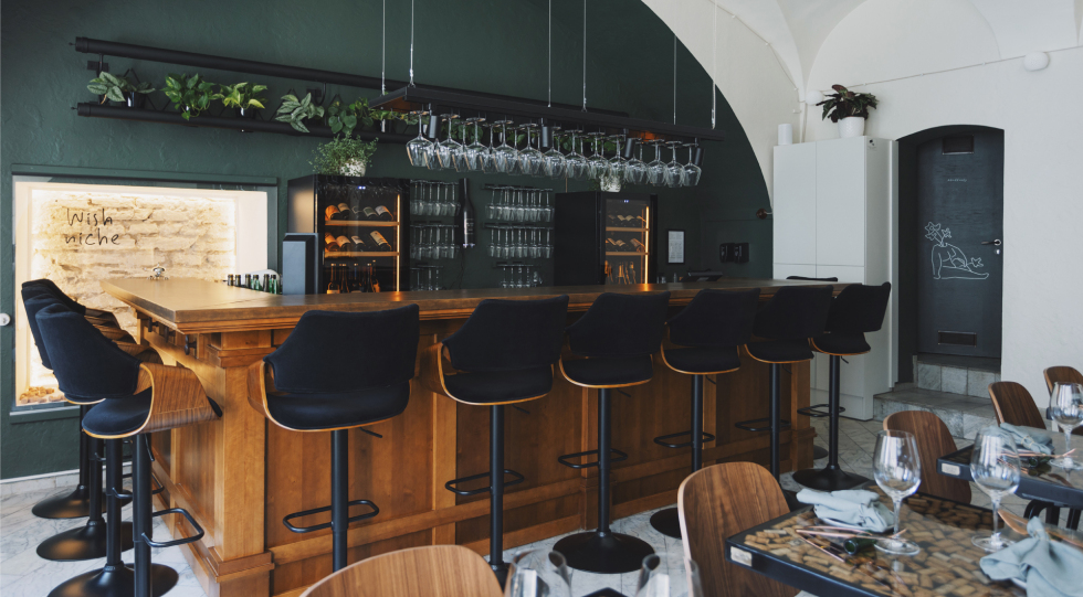 Oecumene, a wine bar in Vilnius, Lithuania.