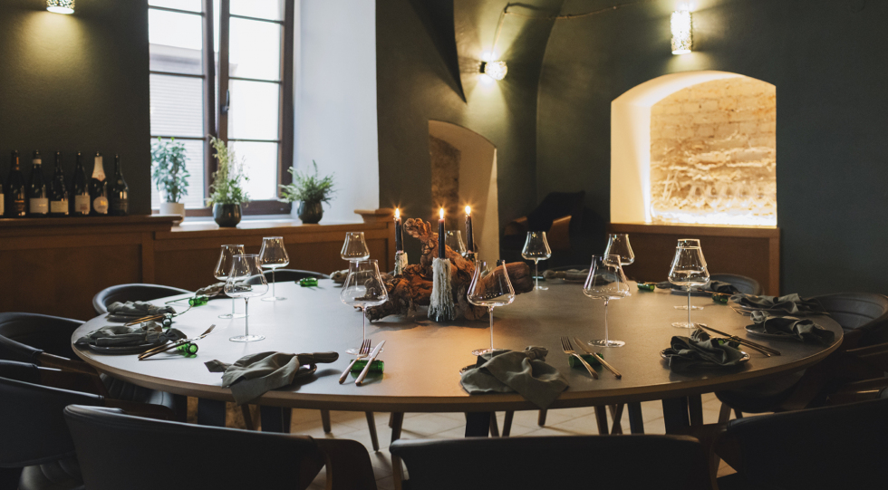 Oecumene, a wine bar in Vilnius, Lithuania.
