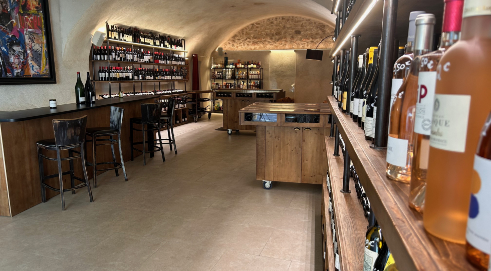 Interior of Gencel Cave & Bar à Vins, Cannes, France.