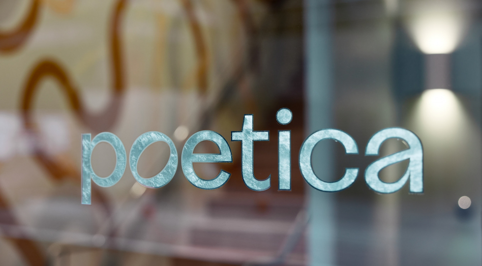 Logo at Poetica Bar & Grill, Sydney, Australia.