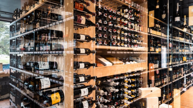 The wine selection at Koželj wine bar, in Portorož, Slovenia.