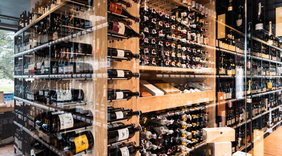 The wine selection at Koželj wine bar, in Portorož, Slovenia.