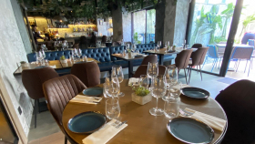 Interior of MAJöRA wine bar, Amman, Jordan.