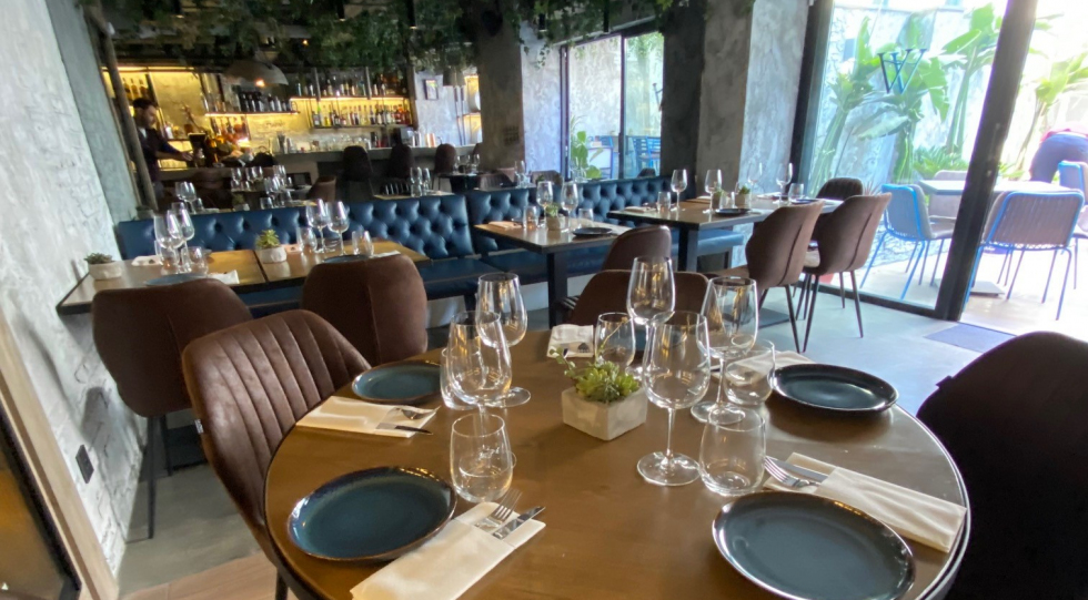 Interior of MAJöRA wine bar, Amman, Jordan.