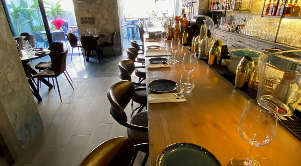Interior of MAJöRA wine bar, Amman, Jordan.