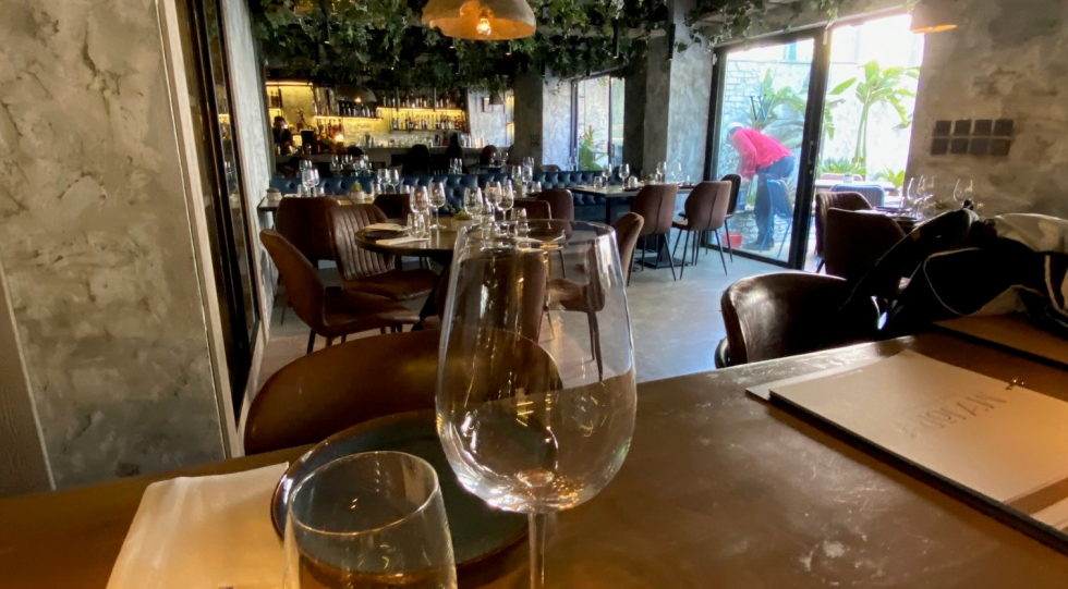 Bar at MAJöRA wine bar, Amman, Jordan.