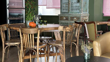Interior of HiBoU Restaurant i Bar de Vins, Sitges, Spain.