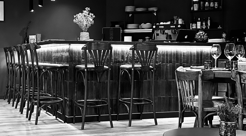Interior of HiBoU Restaurant i Bar de Vins, Sitges, Spain.