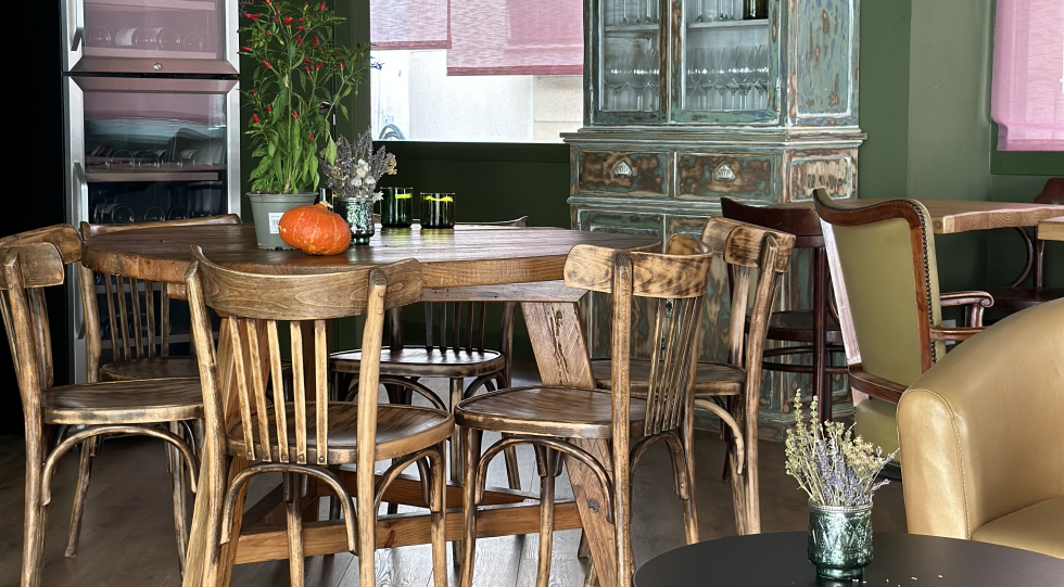 Interior of HiBoU Restaurant i Bar de Vins, Sitges, Spain.