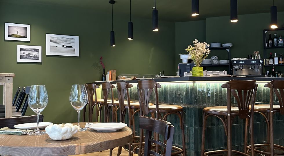Interior of HiBoU Restaurant i Bar de Vins, Sitges, Spain.