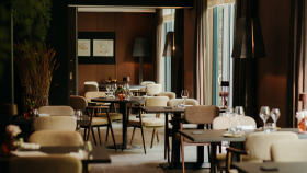 Grand Bistro interior at de Echoput hotel, Hoog Soeren, Netherlands.