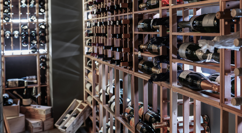 Wine room at Solsiden Lofoten, Ballstad, Norway.