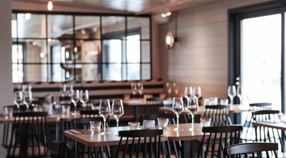 Restaurant at Solsiden Lofoten, Ballstad, Norway.