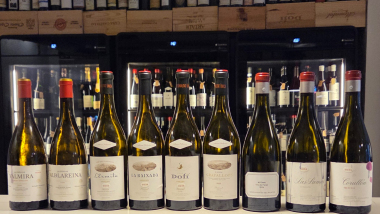 Bottles at Le Bar de Vins, Valencia, Spain.