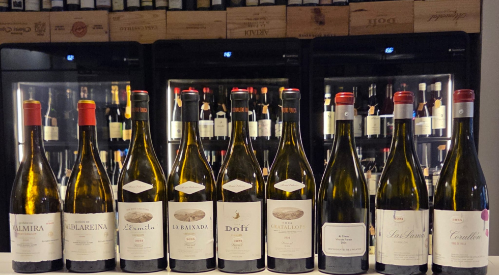 Bottles at Le Bar de Vins, Valencia, Spain.