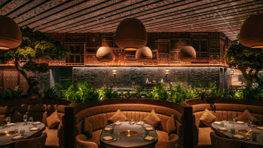 Interior of HANU restaurant, Dubai, United Arab Emirates.