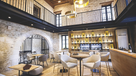 Interior of Caveau de L'hotel les Charmes, Meursault, France.