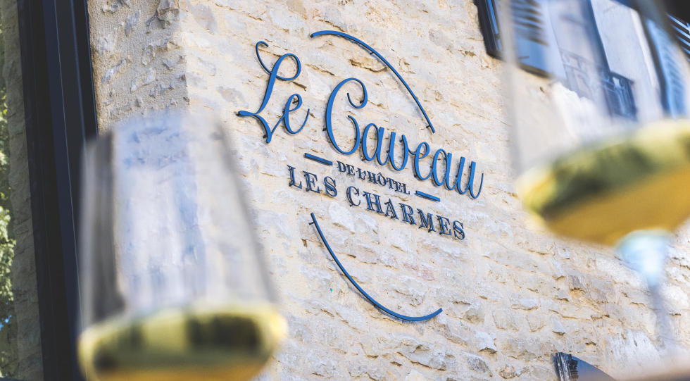 Caveau de L'hotel les Charmes, a wine bar in Meursault, France.
