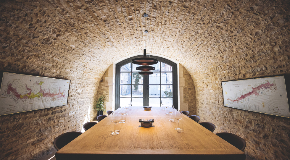 Interior of Caveau de L'hotel les Charmes, Meursault, France.